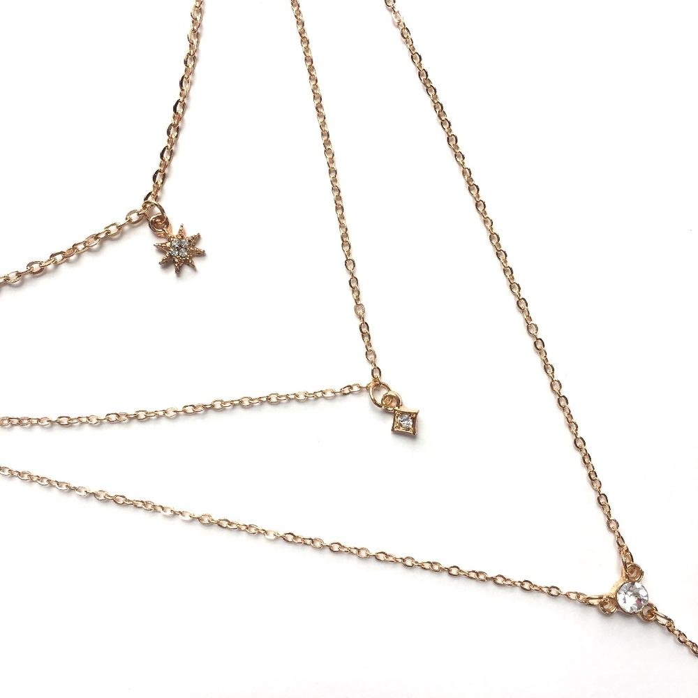 Multilayer Star Rhinestone Choker Necklace - Picture 2 of 3
